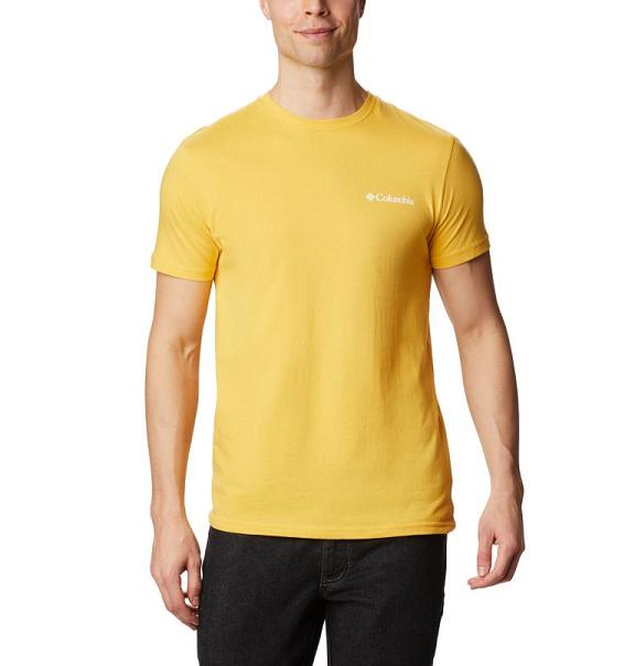 Columbia PFG T-Shirt Yellow For Men's NZ78469 New Zealand